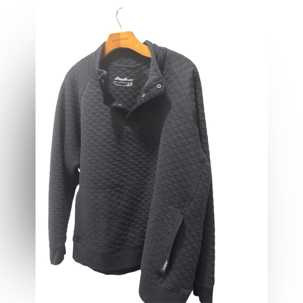 EddieBauer-Men's Quilted 1/4 Snap EUC XXL